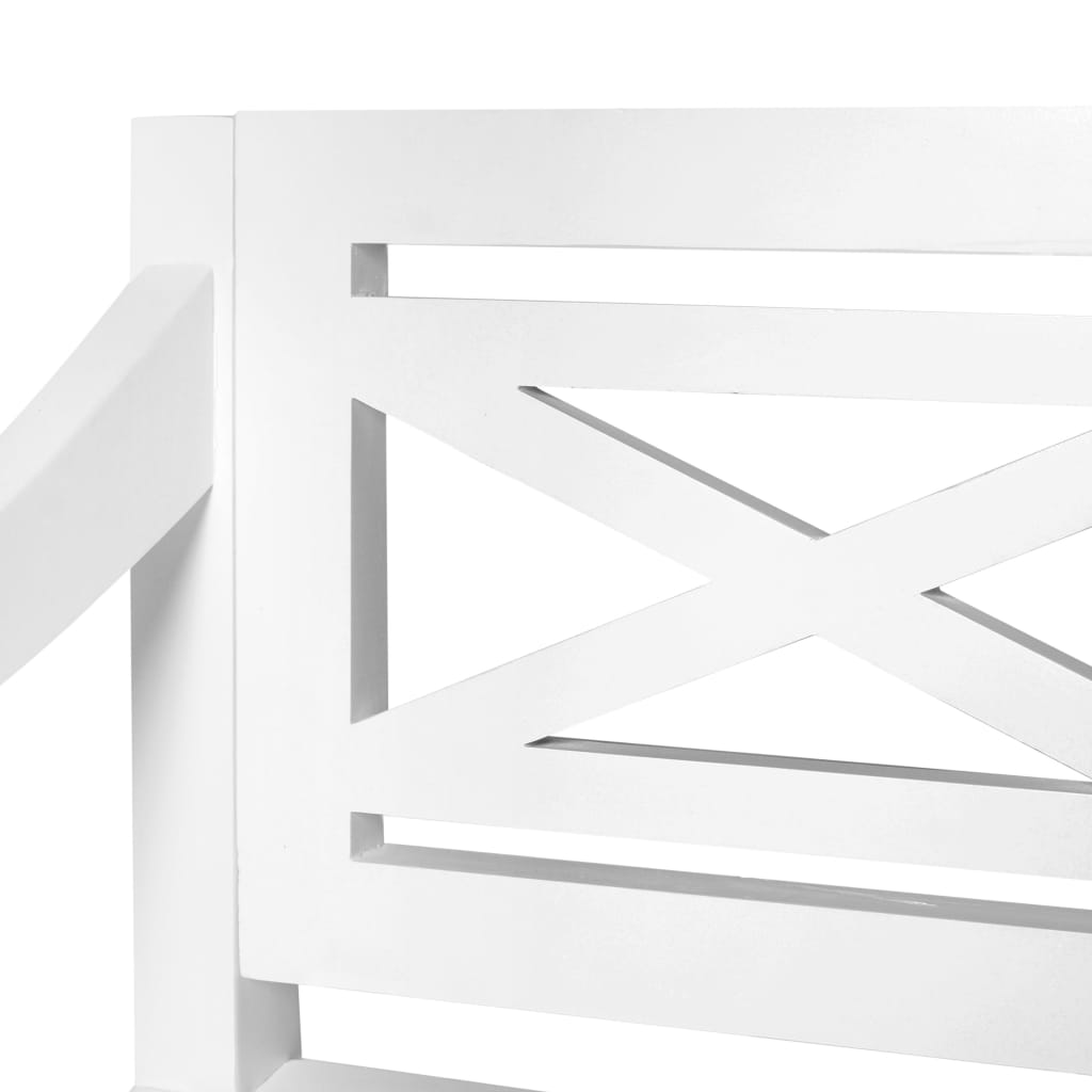 Bench White Solid Mahogany Wood Medium Decorative Inlays