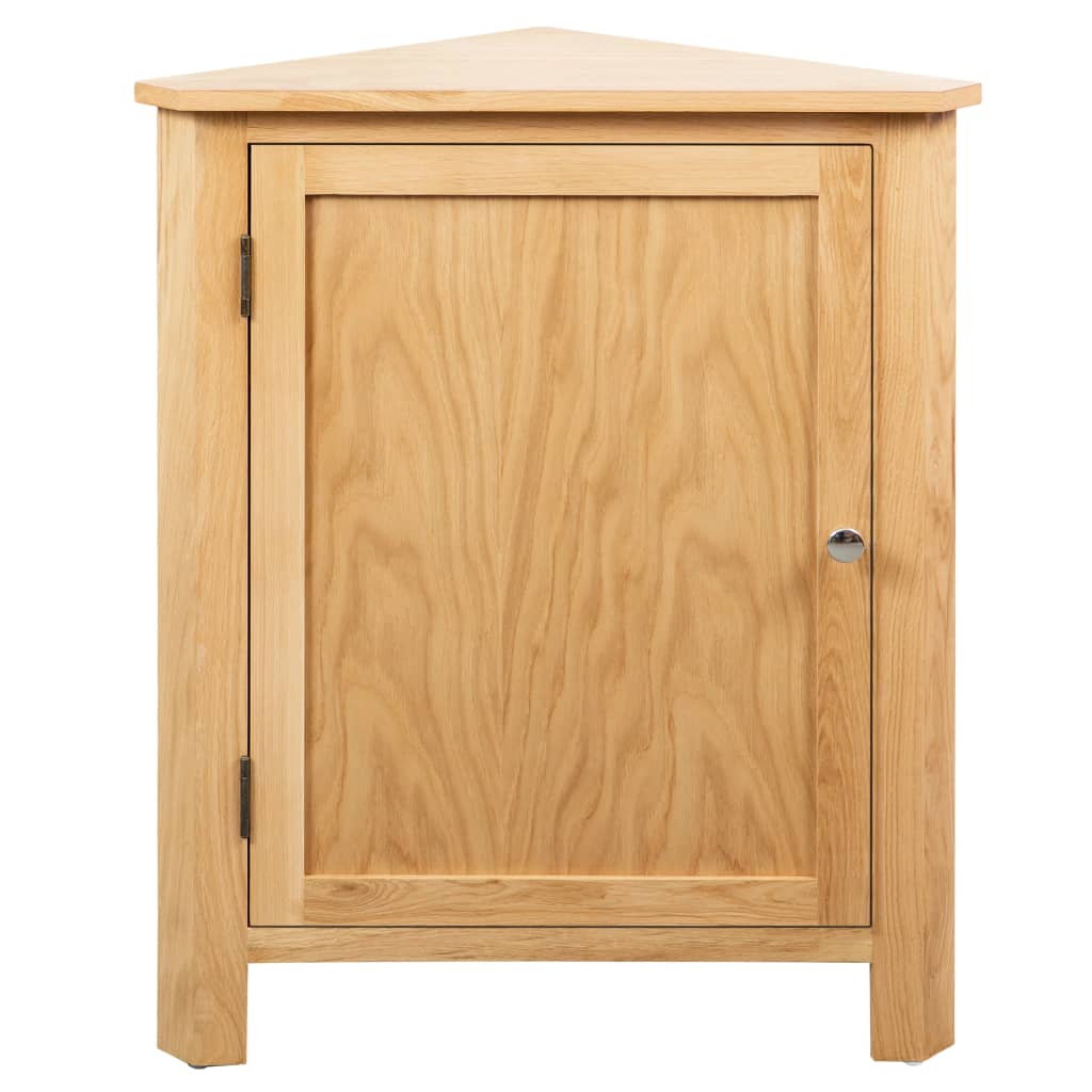 Corner Cabinet Brown Solid Oak Wood Compact Corner Cabinet