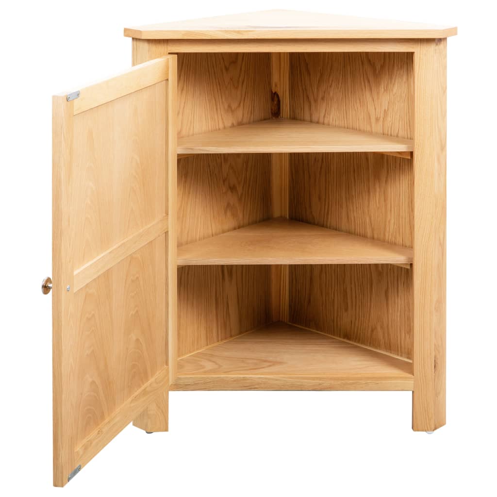 Corner Cabinet Brown Solid Oak Wood Compact Corner Cabinet
