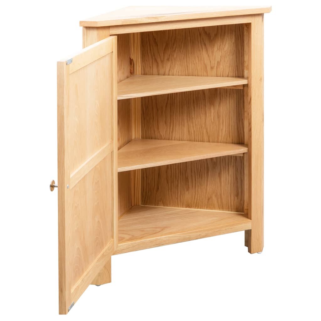 Corner Cabinet Brown Solid Oak Wood Compact Corner Cabinet