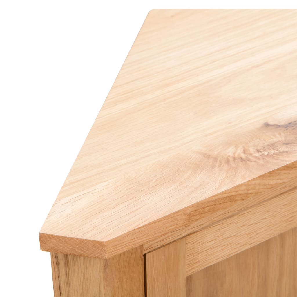 Corner Cabinet Brown Solid Oak Wood Compact Corner Cabinet