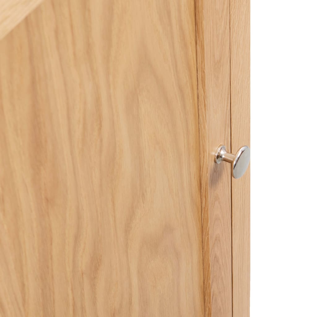 Corner Cabinet Brown Solid Oak Wood Compact Corner Cabinet