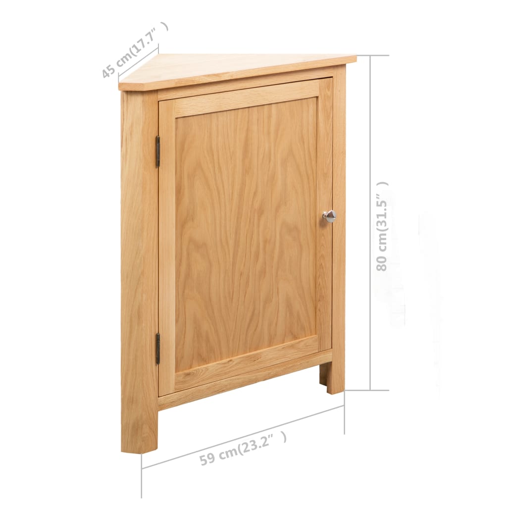 Corner Cabinet Brown Solid Oak Wood Compact Corner Cabinet