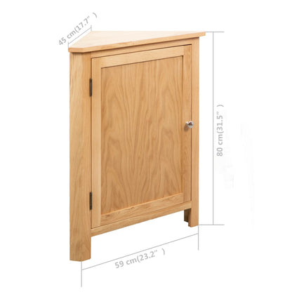 Corner Cabinet Brown Solid Oak Wood Compact Corner Cabinet