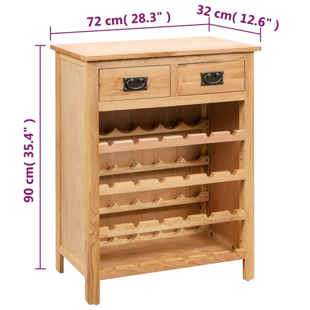 Wine Cabinet 28.3"x12.5"x35.4" Solid Oak Wood