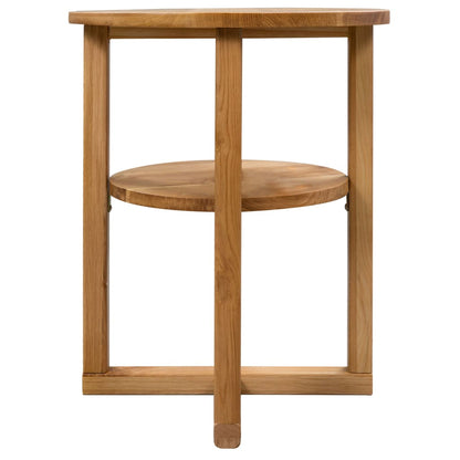 Side Table Brown Solid Oak Compact Side Table Round Rustic