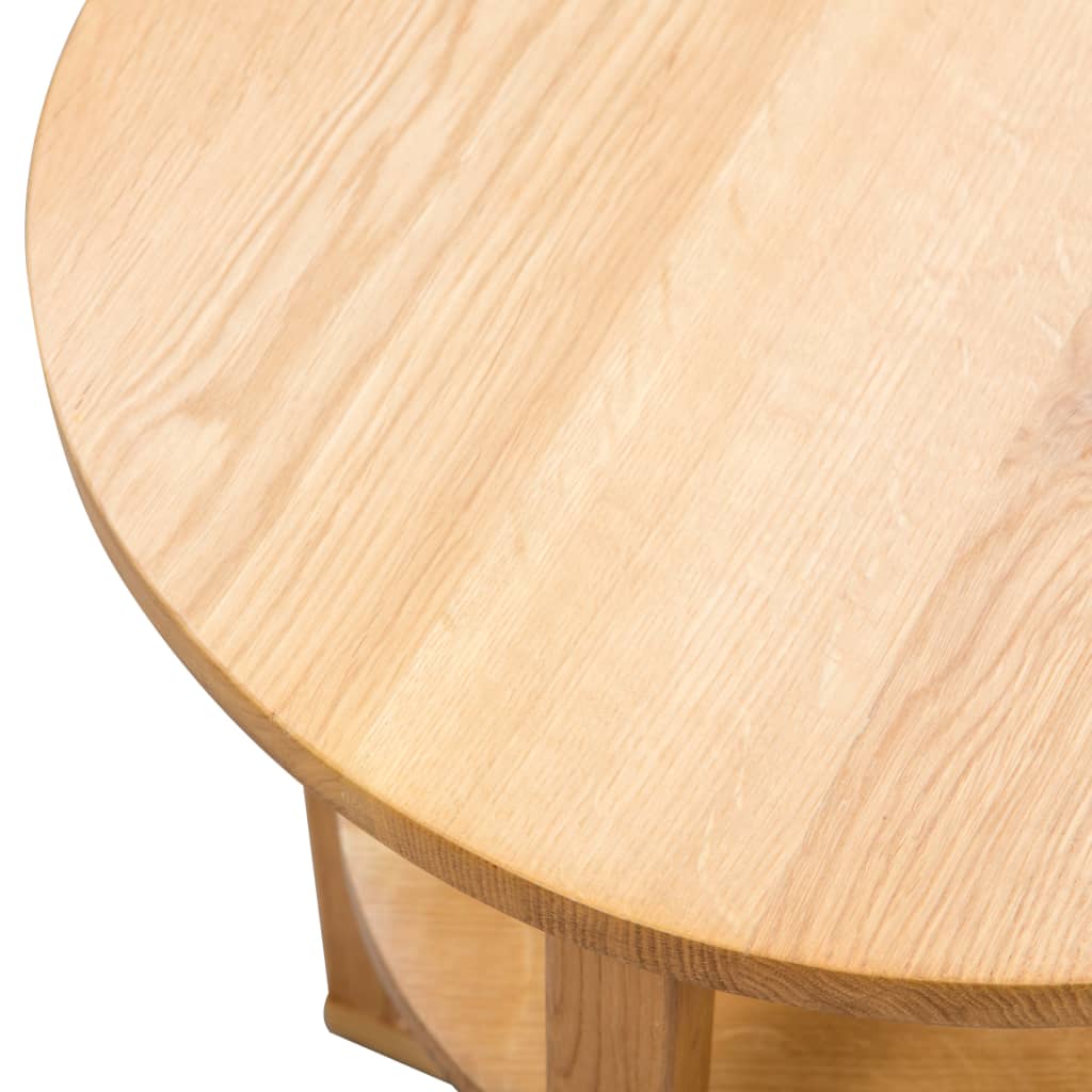 Side Table Brown Solid Oak Compact Side Table Round Rustic