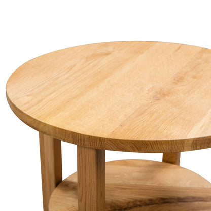 Side Table Brown Solid Oak Compact Side Table Round Rustic