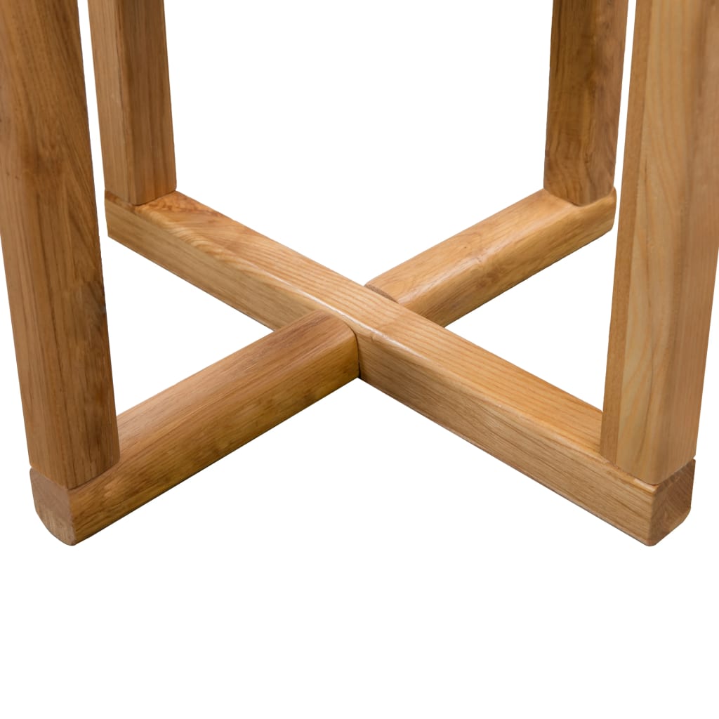 Side Table Brown Solid Oak Compact Side Table Round Rustic
