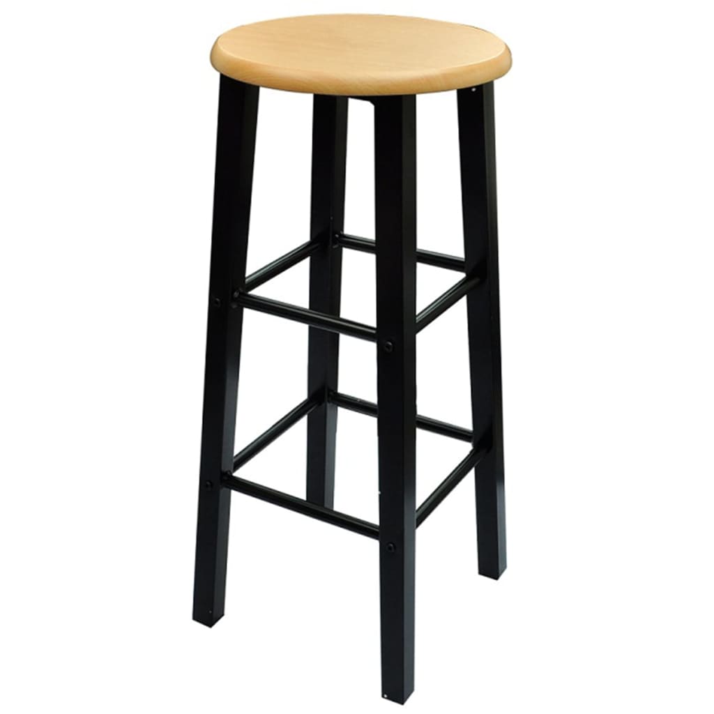 Bar Table and Stool Black and Beige Wood and Steel Compact