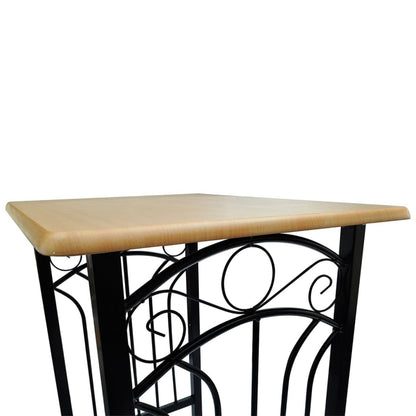 Bar Table and Stool Black and Beige Wood and Steel Compact