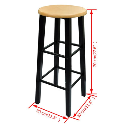 Bar Table and Stool Black and Beige Wood and Steel Compact