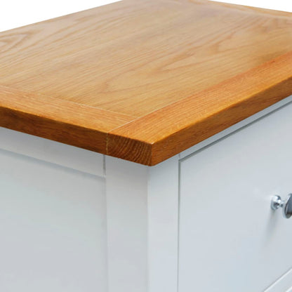 Nightstand White and Brown Solid Oak Wood, Solid Pinewood, MDF