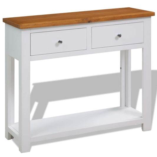 Console Table Brown and white Solid oak, solid acacia, MDF Compact