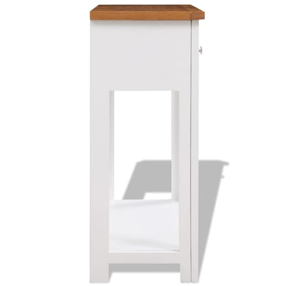 Console Table Brown and white Solid oak, solid acacia, MDF Compact