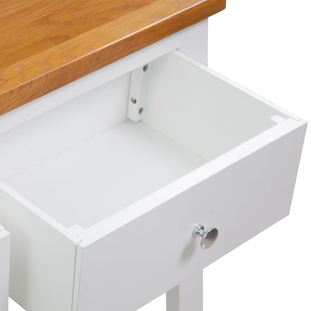 Console Table Brown and white Solid oak, solid acacia, MDF Compact