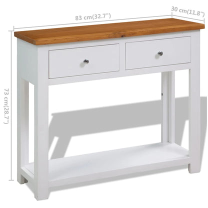 Console Table Brown and white Solid oak, solid acacia, MDF Compact