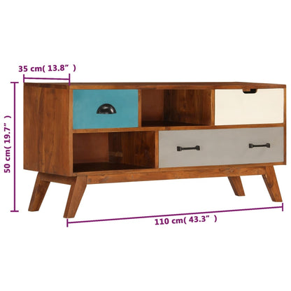 TV Cabinet Dark Honey Solid Acacia Wood Medium TV Cabinet