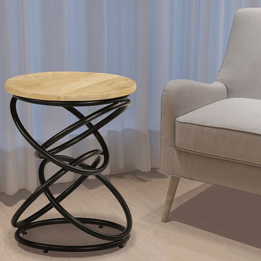 End Table Brown and Black Solid mango wood Medium Durable