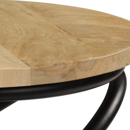 End Table Brown and Black Solid mango wood Medium Durable