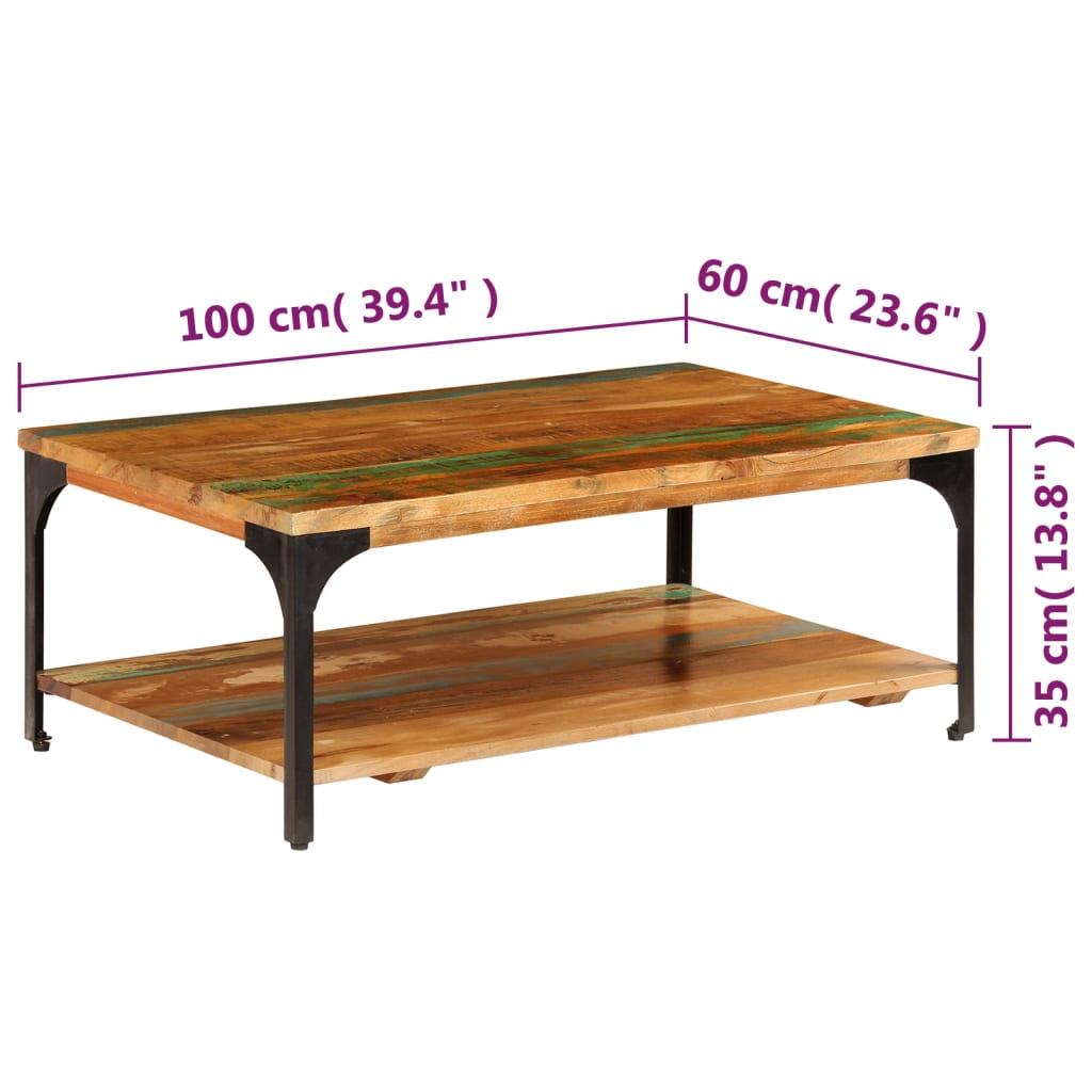 Coffee Table Multicolour Solid reclaimed wood and powder-coated steel