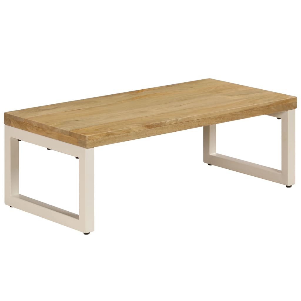 Coffee Table Natural wood and white steel Solid mango wood and steel