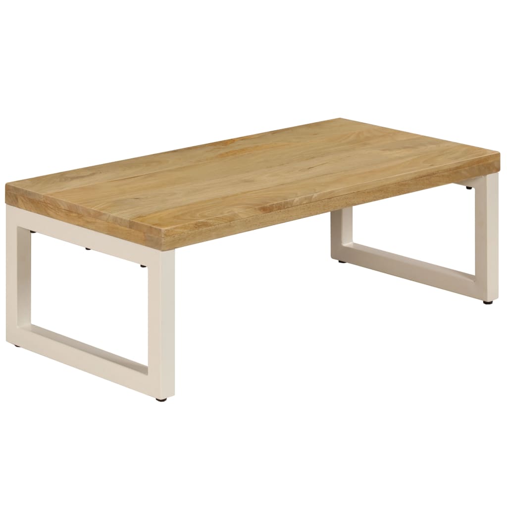 Coffee Table Natural wood and white steel Solid mango wood and steel