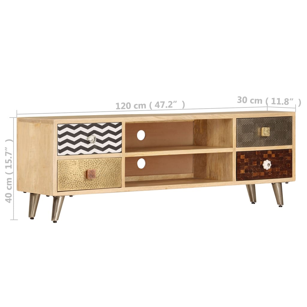 TV Stand Multicolor Solid Mango Wood, Steel