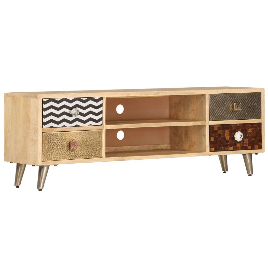 TV Stand Multicolor Solid Mango Wood, Steel