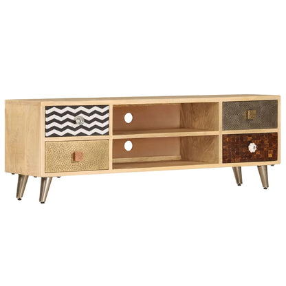 TV Stand Multicolor Solid Mango Wood, Steel