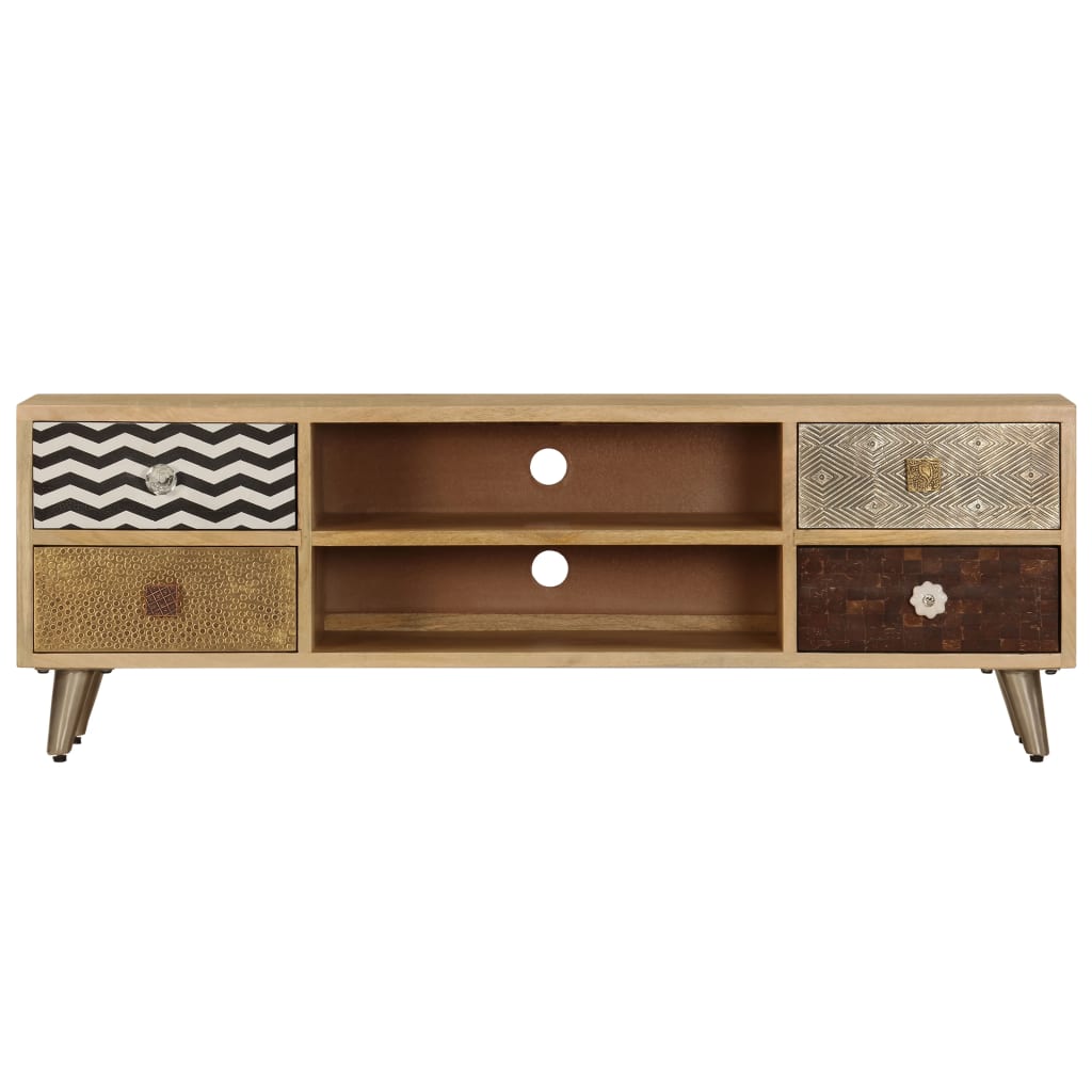 TV Stand Multicolor Solid Mango Wood, Steel