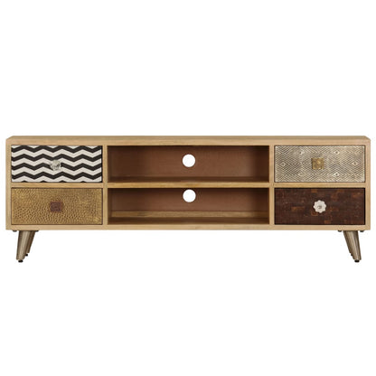 TV Stand Multicolor Solid Mango Wood, Steel