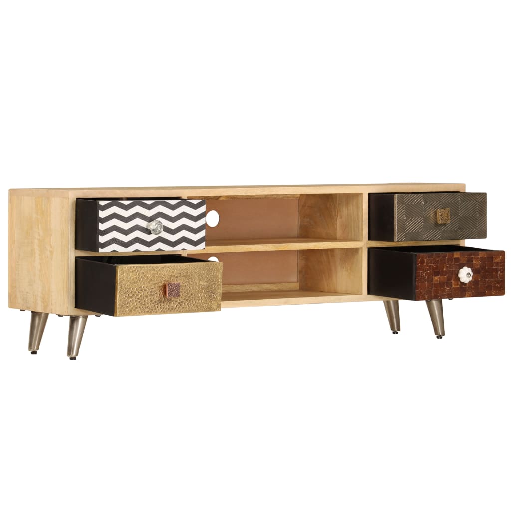 TV Stand Multicolor Solid Mango Wood, Steel