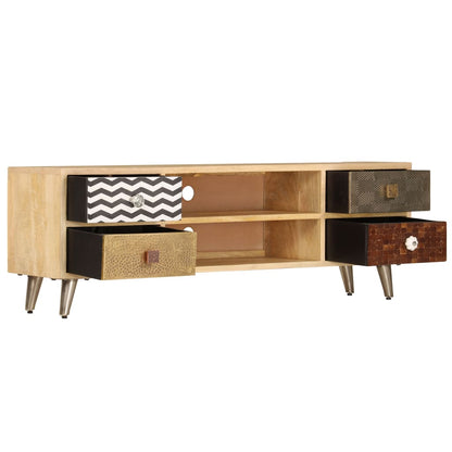 TV Stand Multicolor Solid Mango Wood, Steel