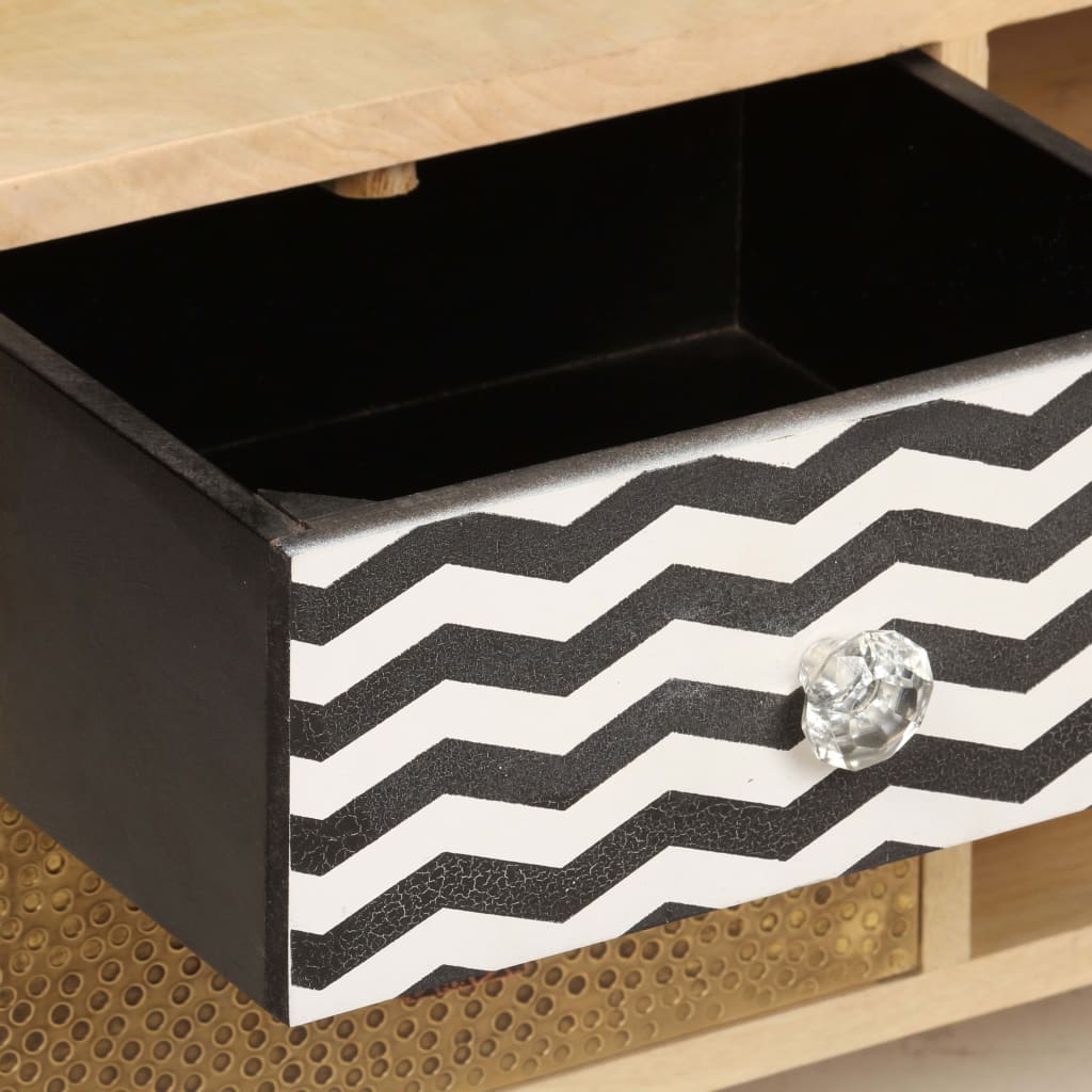 TV Stand Multicolor Solid Mango Wood, Steel
