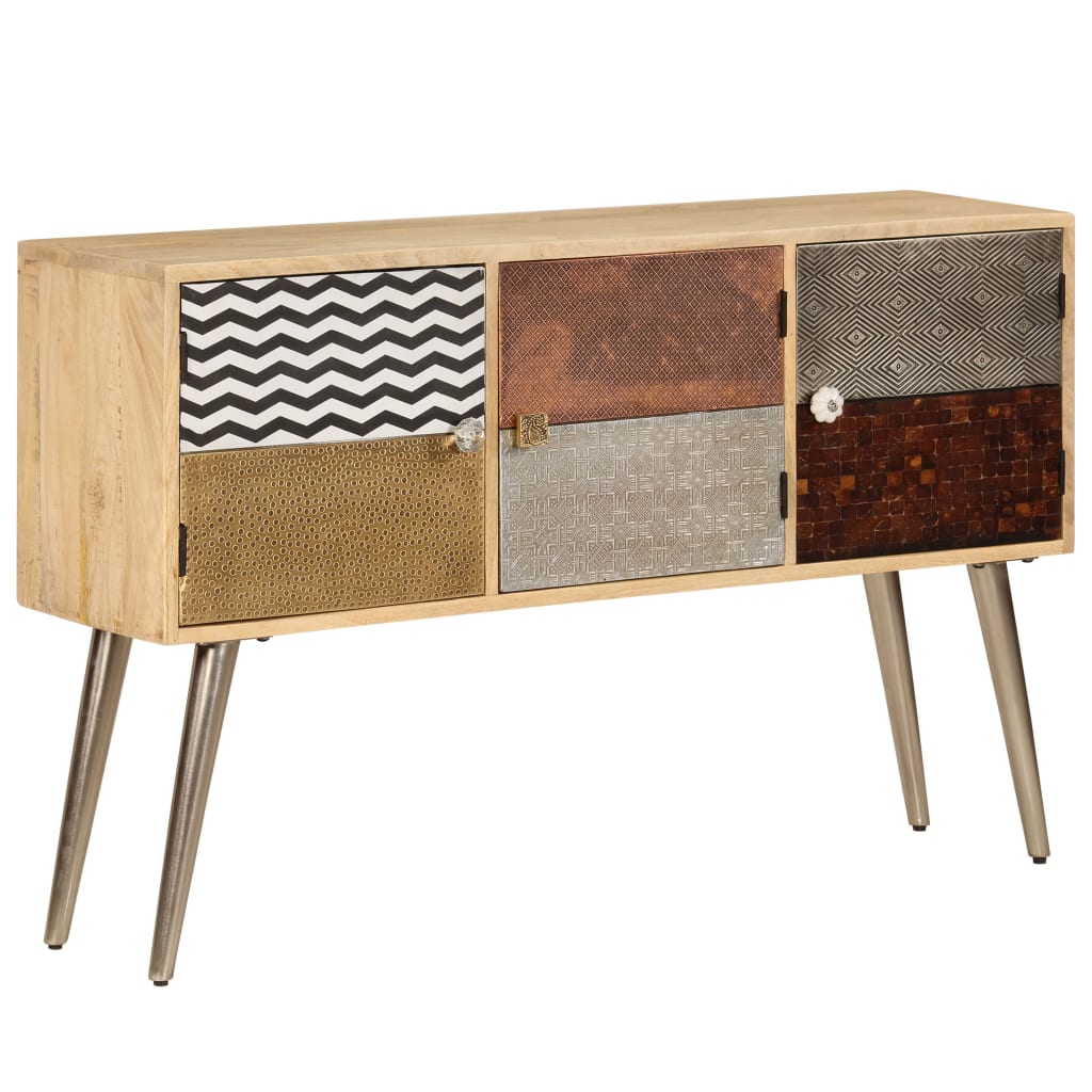 Sideboard Naturally stained wood with multicolored patterns