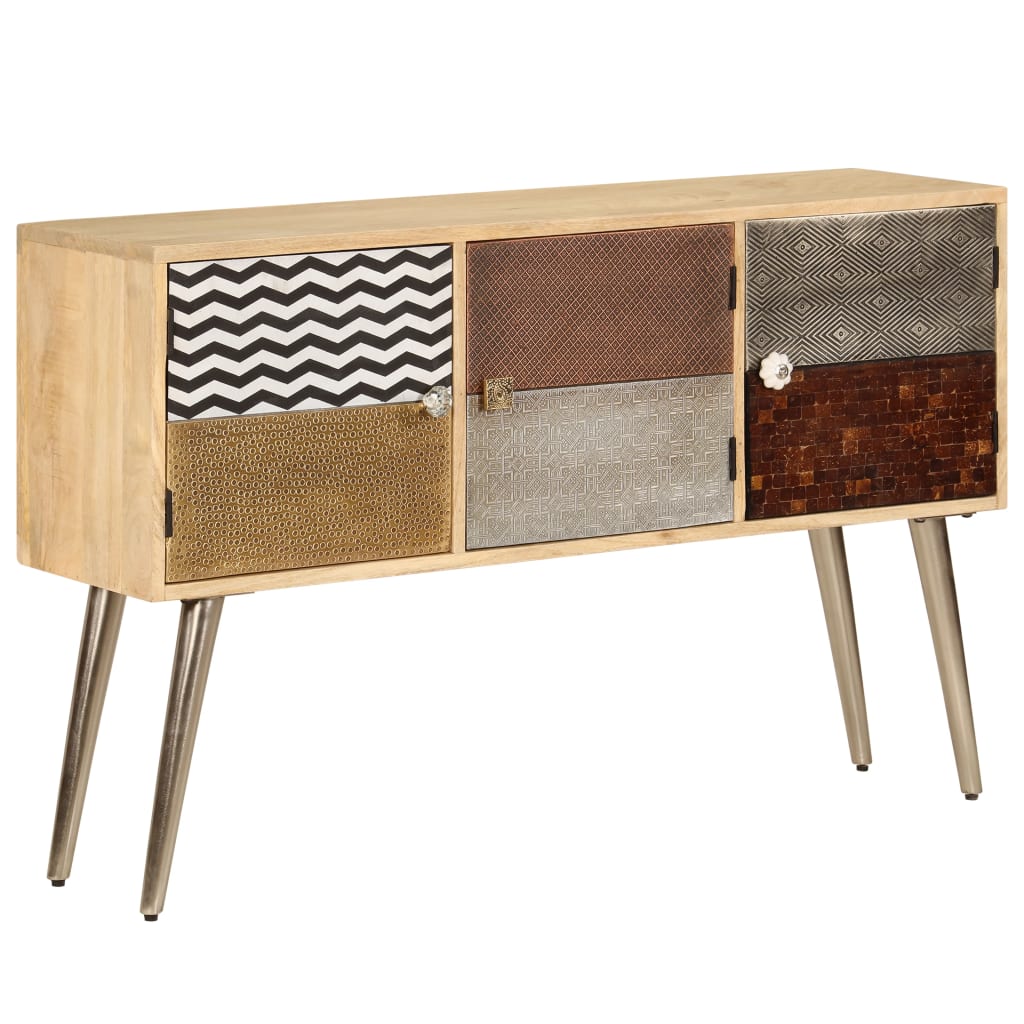 Sideboard Naturally stained wood with multicolored patterns