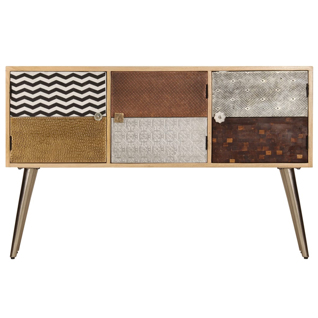Sideboard Naturally stained wood with multicolored patterns