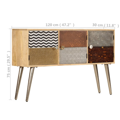 Sideboard Naturally stained wood with multicolored patterns