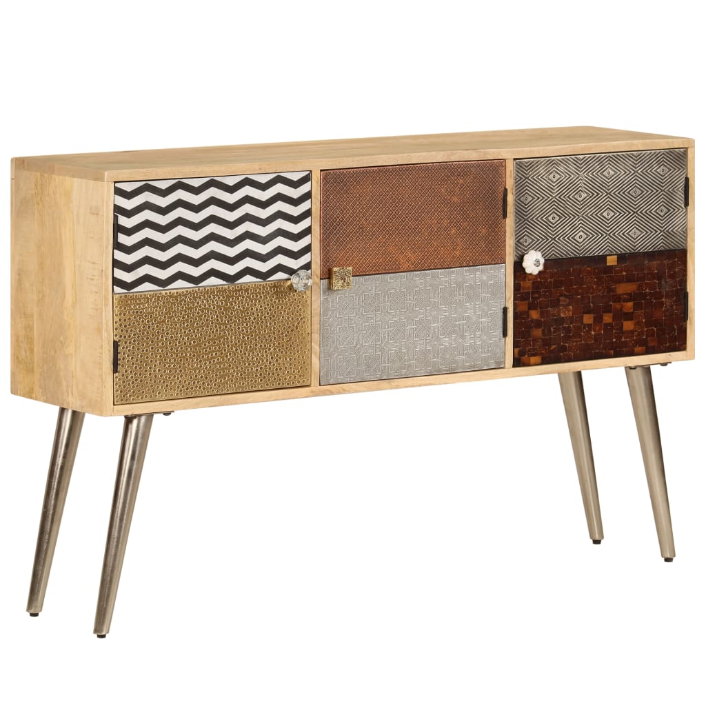 Sideboard Naturally stained wood with multicolored patterns