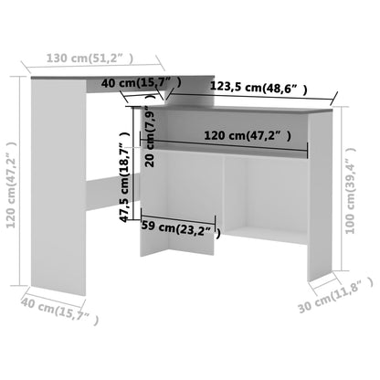 Bar Table White with Grey Tabletop Engineered wood Bar Height
