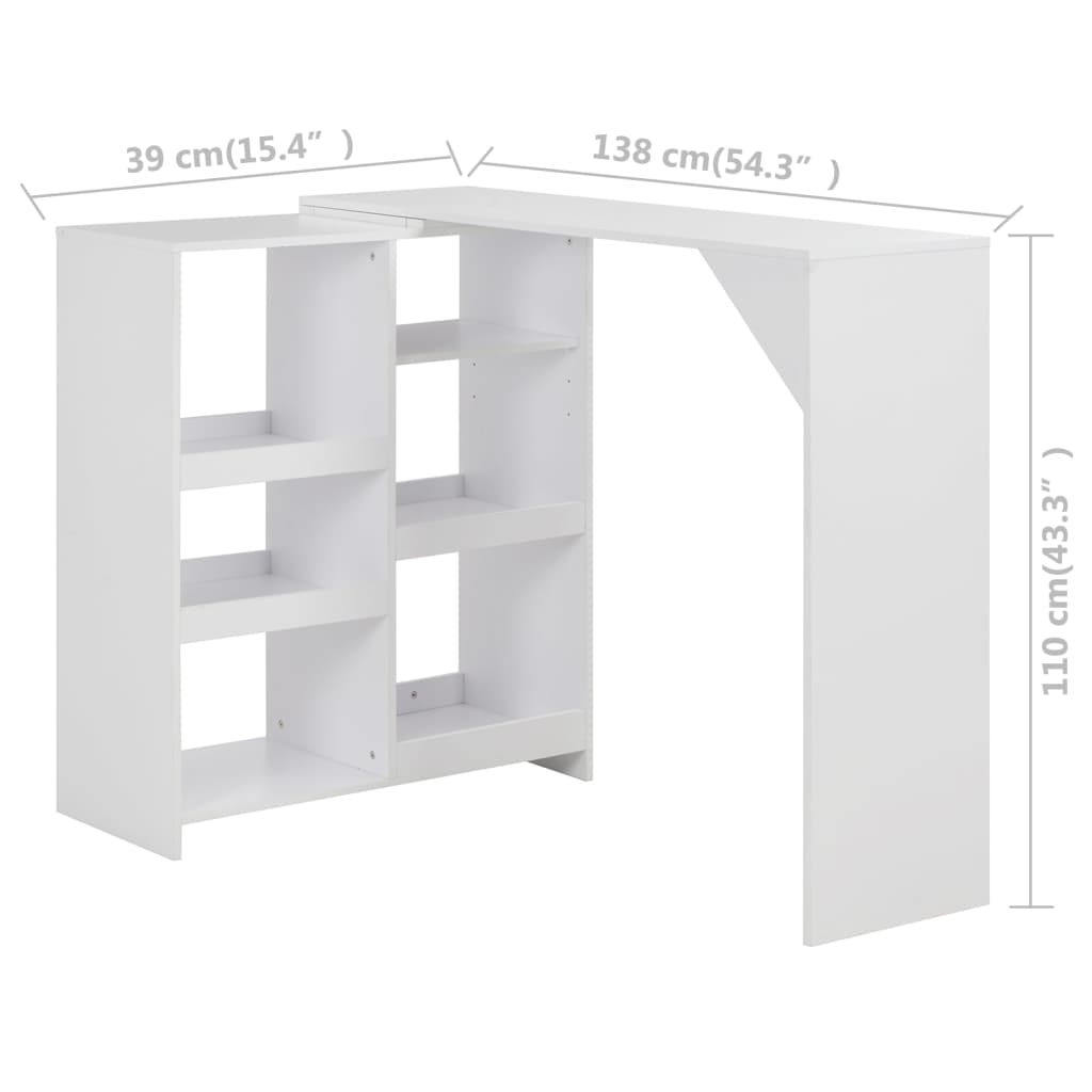 Bar Table White Engineered wood Large Bar Table Rectangular
