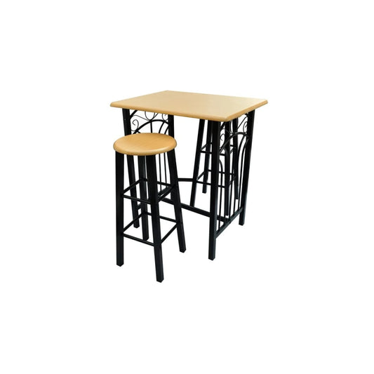 Dining Set Black MDF Small Breakfast Table Rectangular