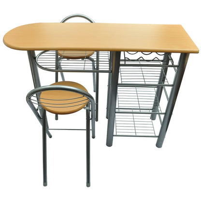 Dining Table And Chair Light Brown MDF Small Foldable