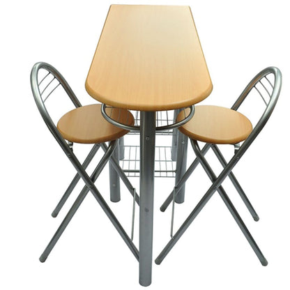Dining Table And Chair Light Brown MDF Small Foldable