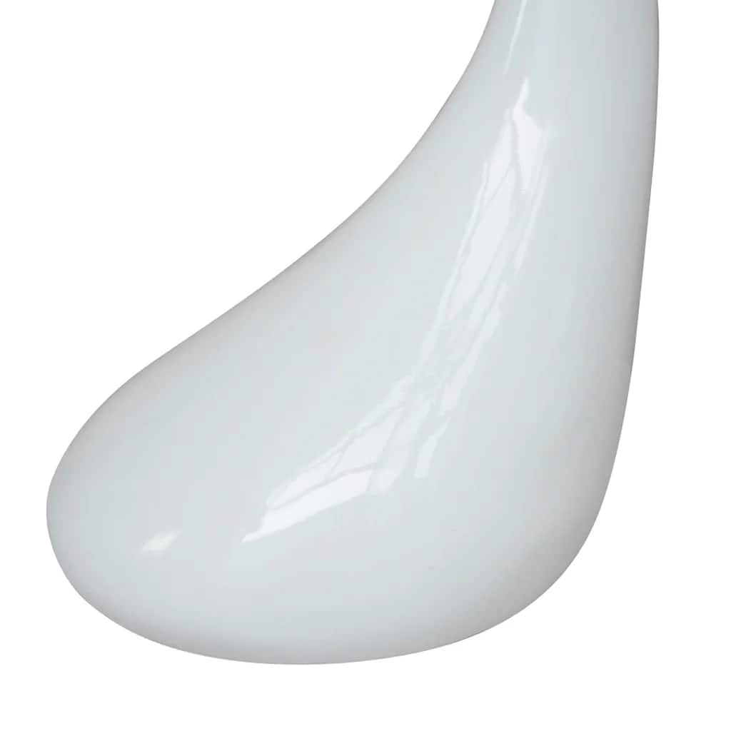 Coffee Table Set of 2 High Gloss White Fiberglass, Tempered Glass