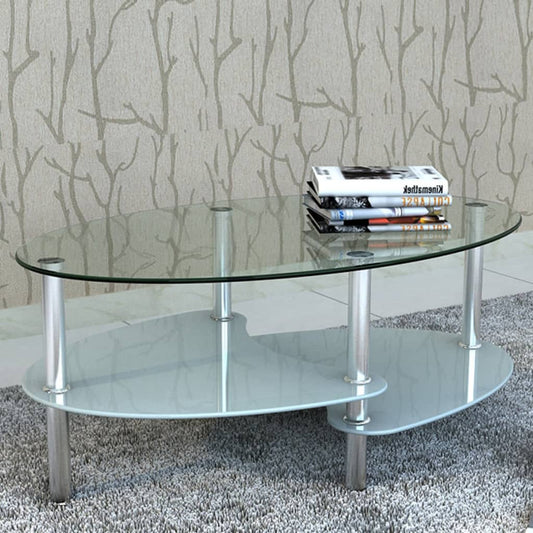 Coffee Table White Tempered glass, metal frame Medium