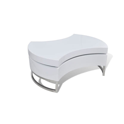 Coffee Table High gloss white MDF, Stainless Steel Compact