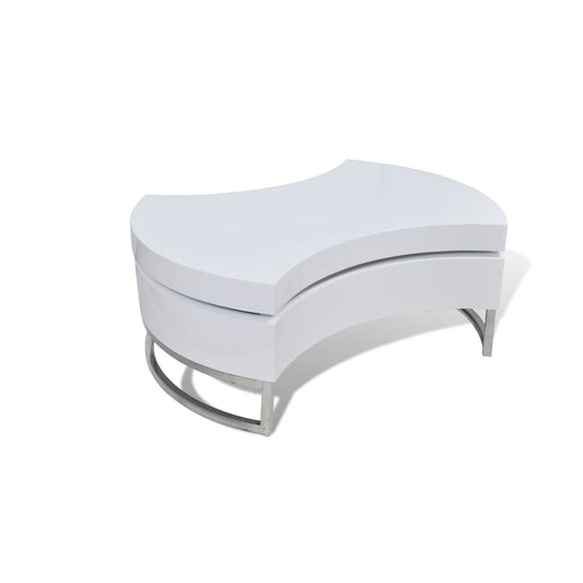 Coffee Table High gloss white MDF, Stainless Steel Compact