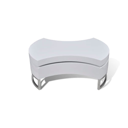 Coffee Table High gloss white MDF, Stainless Steel Compact